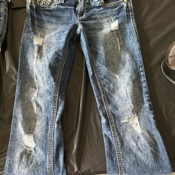 Rock Revival Blue Relaxed Jeans with Distressed Details - Picture 2 of 3